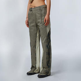 HOLONOMIC 原创不规则蛇纹拼接设计感小众直筒长裤