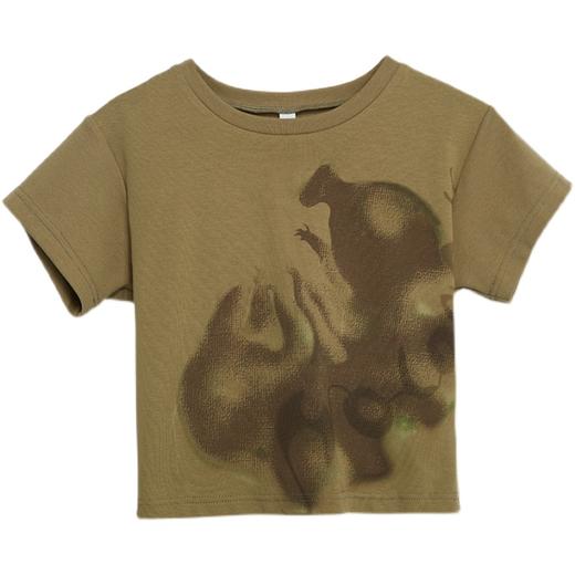 HOLONOMIC 原创印花短款修身圆领设计感小众短袖T恤 商品图4