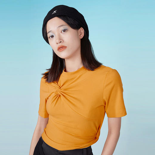 HOLONOMIC 原创设计感小众扭结褶皱感结构分割修身短袖T恤 商品图0