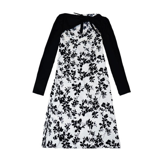 fragileheart易碎商店 长袖碎花连衣裙法式2021年新款女拼接长裙 商品图3