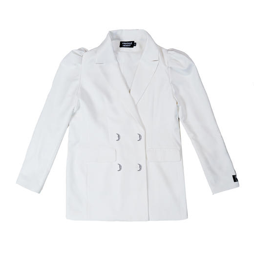 fragileheart易碎商店 白色西装外套女宽松月亮扣羊腿袖女士西服 商品图3