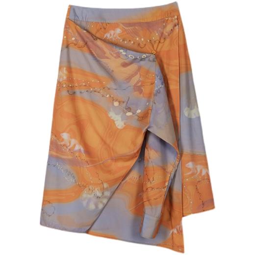 HOLONOMIC「第八大陆」原创设计不规则解构搭片印花半身裙 商品图4