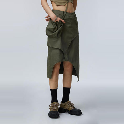 HOLONOMIC 原创大口袋设计感小众A字不规则工装半身裙 商品图1