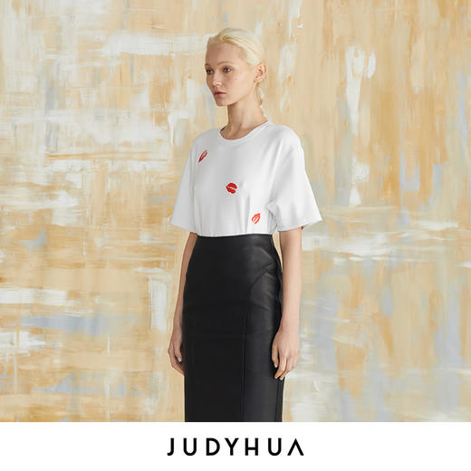 JUDYHUA 经典红唇印花OversizedT恤 商品图1