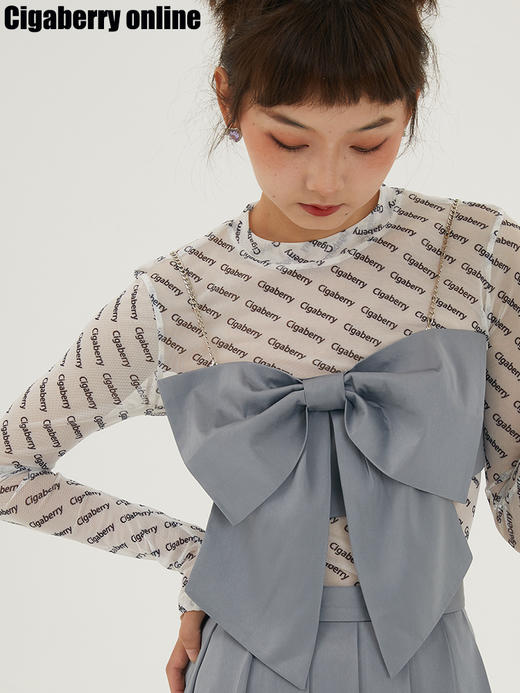 Cigaberry2021春夏英文字母图案弹力百搭打底衫紧身甜酷辣妹修身 商品图2