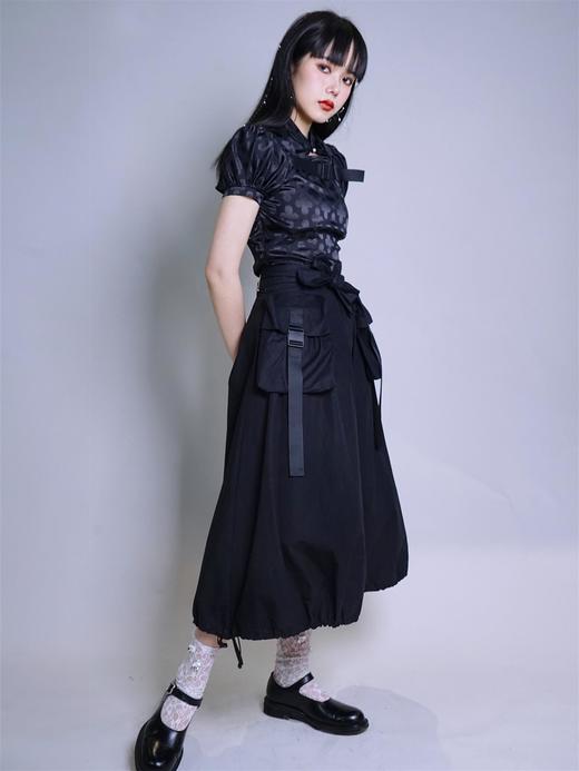 fragileheart原创机能风伞裙春款织带立体大口袋黑色百搭半身裙女 商品图1