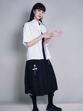 fragileheart易碎商店白色衬衫女春设计感小众学院风短袖衬衣薄款