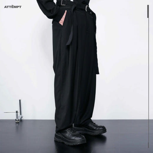 ATTEMPT AW20 “ATT”定制金属扣件护腰廓形西裤宽松垂感休闲西裤 商品图1