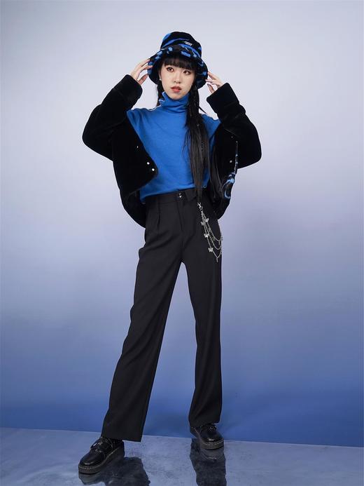 fragileheart易碎商店 高领拼条羊毛打底衫女春夏季时尚长袖内搭 商品图2