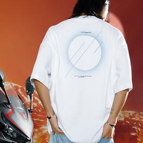 WHISTLEHUNTER(WSTHT)春夏纯棉白色渐变印花宽松金属标落肩T恤