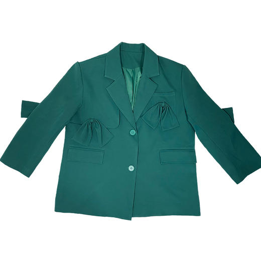 原创设计 少女蝴蝶结墨绿西装黑色套装早秋时髦150小个子女生外套 商品图4