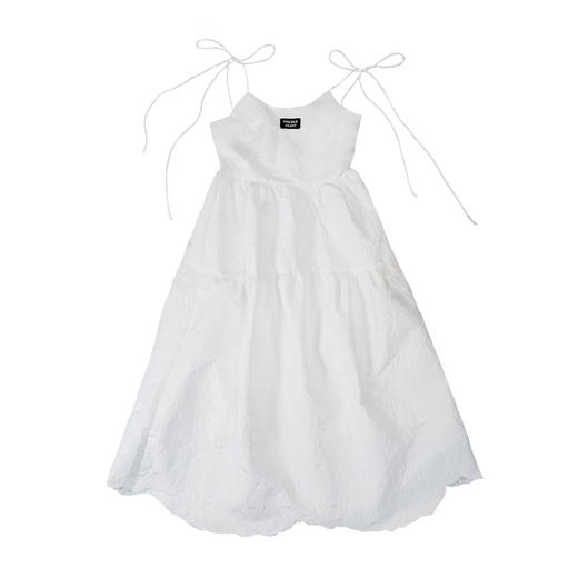 fragileheart易碎商店 黑白色提花连衣裙女春装收腰显瘦a字吊带裙 商品图3