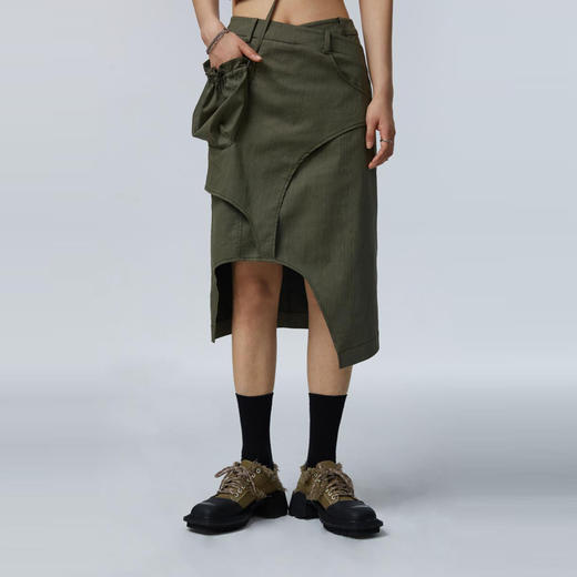 HOLONOMIC 原创大口袋设计感小众A字不规则工装半身裙 商品图0