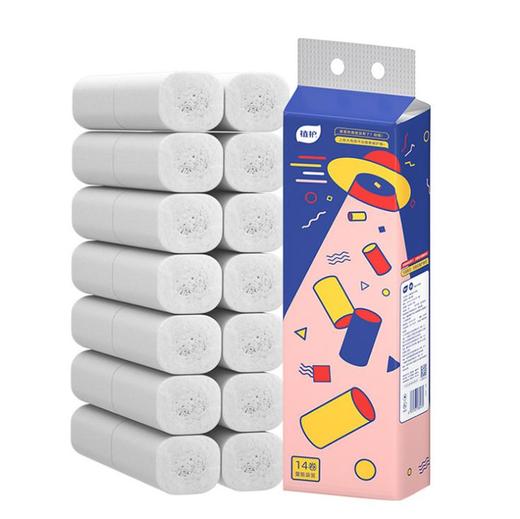 【卷纸】植护无芯卷纸14卷/提装本色卫生纸4层家用擦手纸 商品图2