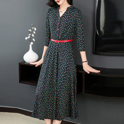 AHM-krwl7587秋季新款气质文艺修身显瘦优雅碎花连衣裙 商品图2