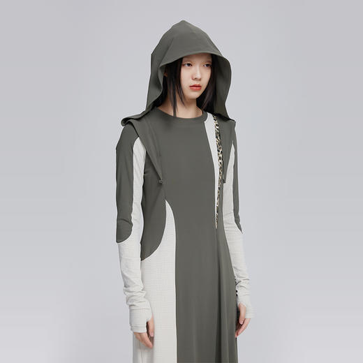 HOLONOMIC 原创可拆卸连帽分割拼接撞色修身设计感小众针织连衣裙 商品图3