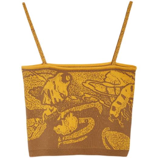 HOLONOMIC 原创冰丝麻针织修身短款印花设计感小众外穿吊带背心 商品图4