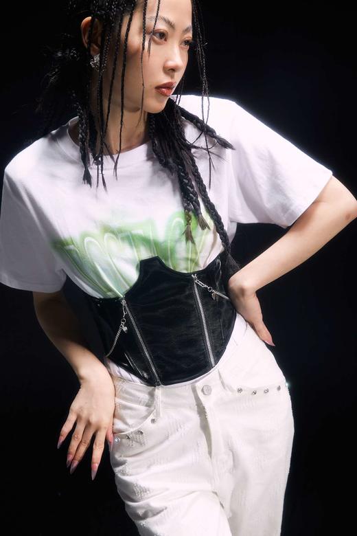 EhK 可拆卸垫肩 Ecstasy狂喜 印花短袖上衣T恤女 商品图3