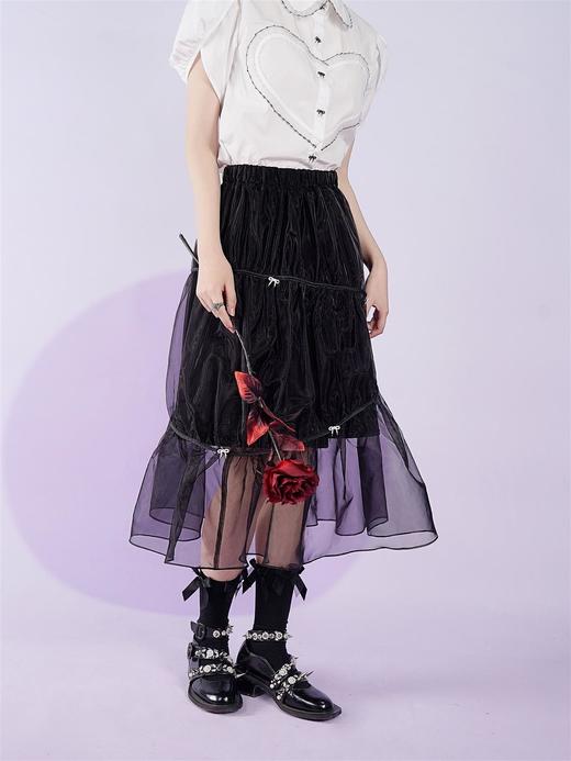 fragileheart易碎商店2021夏季新款网纱蓬蓬裙百褶裙中长款半身裙 商品图1