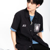WHISTLEHUNTER 潮牌男女贴布印花基础双口袋开叉黑色开领短袖衬衫 商品缩略图0