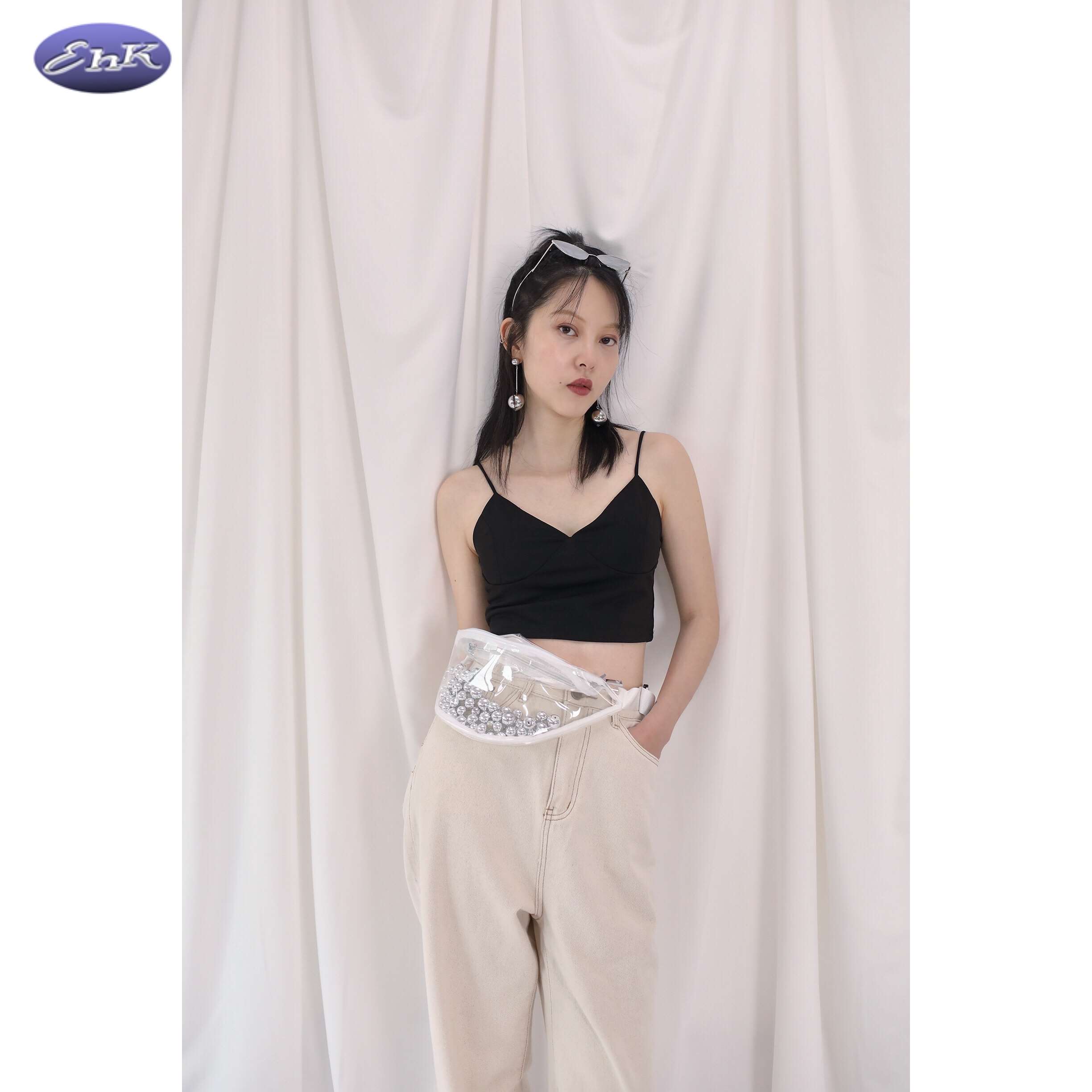 EhK 双色气质百搭打底内衣上衣带胸垫吊带背心女潮 现货