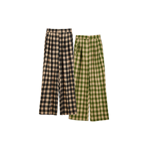 EhK 秋冬 复古双色格子 宽松百搭休闲长裤 商品图4