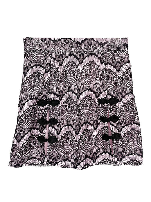 MATEMATE原创战斗改良旗袍粉黑拼接蕾丝甜酷开衩半身裙 商品图4