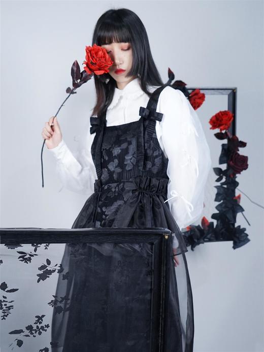 fragileheart易碎商店原创提花背带裙女春款新黑色连衣裙法式裙子 商品图0