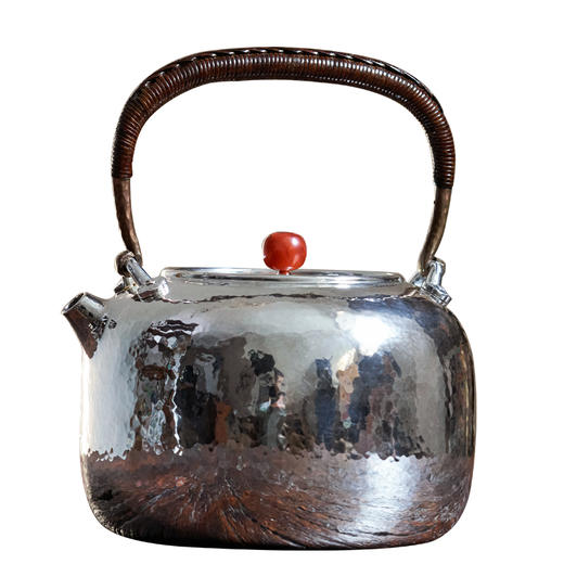 臻宝堂银壶 纯手工一张打烧水壶9999银锤纹煮茶器家用茶具南红摘 商品图0