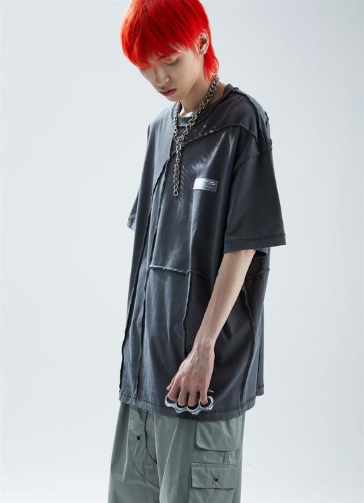 SFTTR 2021SS.曲线分割解构男女廓形不规则明线/暗线宽松短袖T恤 商品图2