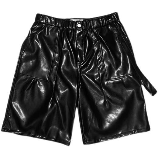 SFTTR 2021SS 大廓形打褶五分造型设计PU皮质男女五分裤先锋短裤 商品图3