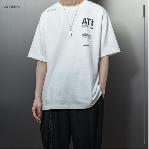 ATTEMPT 定番产品 "ATt" LOGO Tee 渐变几何印花宽松落肩短袖T恤 商品图2