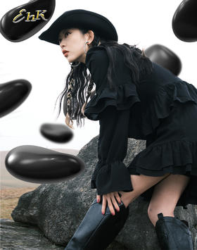 EhK 气质黑天鹅 多层次重工雪纺连衣裙