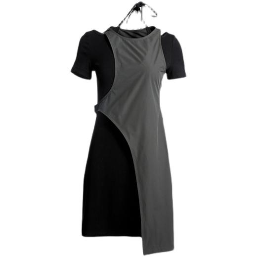 HOLONOMIC 原创绑带修身不规则设计感小众两件套连衣裙 商品图4