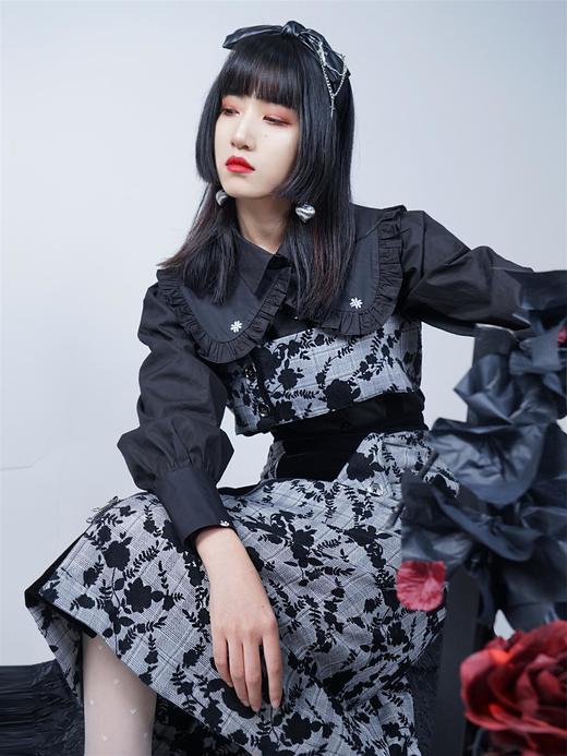 fragileheart易碎商店 格子印花背带连衣裙春装可拆卸两件式长裙 商品图1