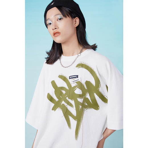 HOLONOMIC 原创一片式结构设计感小众涂鸦印花短袖T恤 商品图0