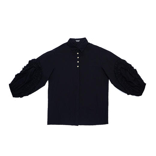 FragileHeart原创设计感衬衫女小众2021春黑白雏菊烫片灯笼袖衬衣 商品图2