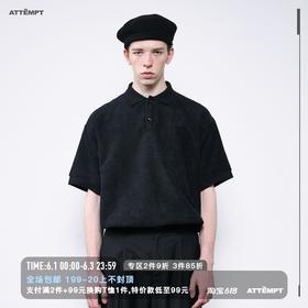 ATTEMPT AW20 复古A logo刺绣毛巾布短袖 Polo 衫