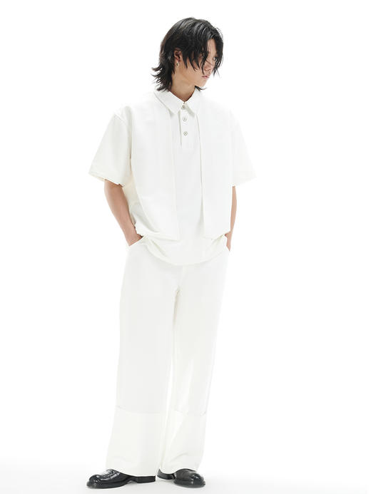 TERRAINCOGNITA21ss白色刺绣双层网眼polo衫立体浮雕百搭休闲衬衫 商品图1