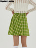 Cigaberry2021春夏不规则设计感绿格百褶半裙百搭夏日清凉少女感 商品缩略图3