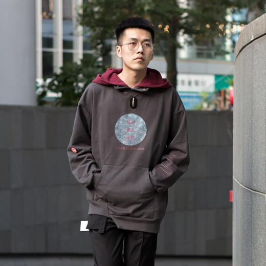WHISTLEHUNTER秋冬款潮牌嘻哈个性立领刺绣男女拼接宽松连帽卫衣 商品图1