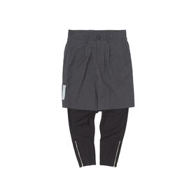 WHISTLEHUNTER 潮牌复古立体拼接假两件条纹西裤 休闲拉链锥形裤