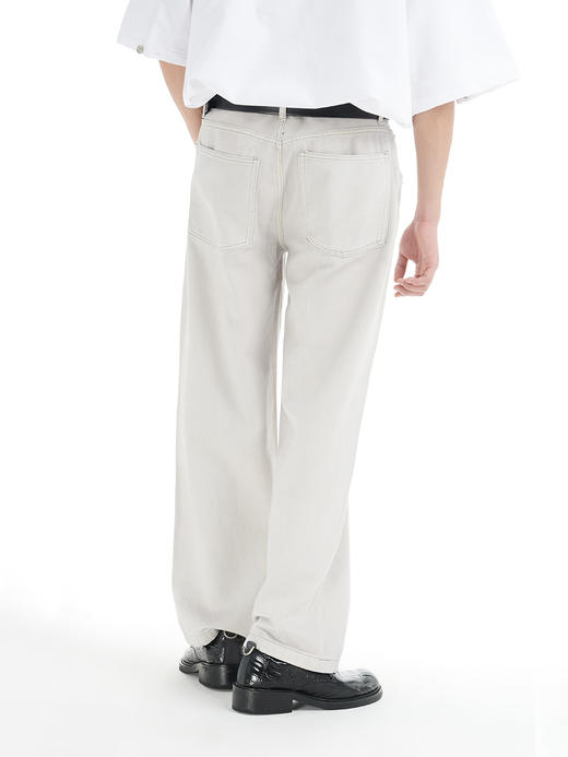 TERRAINCOGNITA21ss奶白灰宽松直筒牛仔裤基础通勤百搭休闲长裤 商品图0