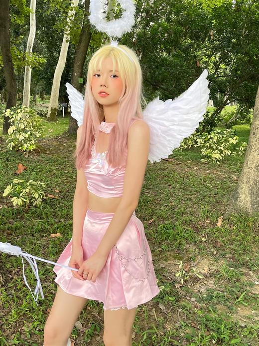 MATEMATE原创坠落天使系列甜酷粉黑性感纯欲蕾丝套装 商品图3