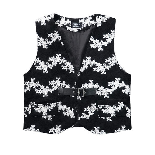 fragileheart易碎商店 原创皮扣毛呢马甲女春季外穿时尚背心上衣 商品图3