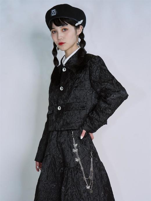 fragileheart易碎商店原创设计2021春季黑白刺绣提花短西装外套女 商品图0