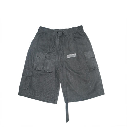 SFTTR 2021SS大廓形洗水做旧斜纹灰色宽松五分男女复古多口袋短裤 商品图4