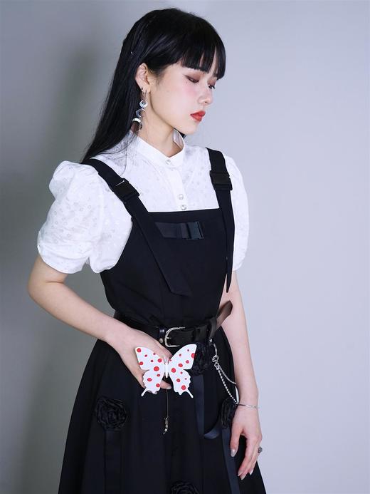 fragileheart易碎商店原创立体玫瑰花朵机能风织带背带连衣裙春季 商品图1