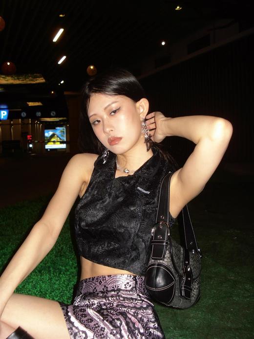 MATEMATE原创战斗改良旗袍黑蕾丝甜酷短上衣 商品图2