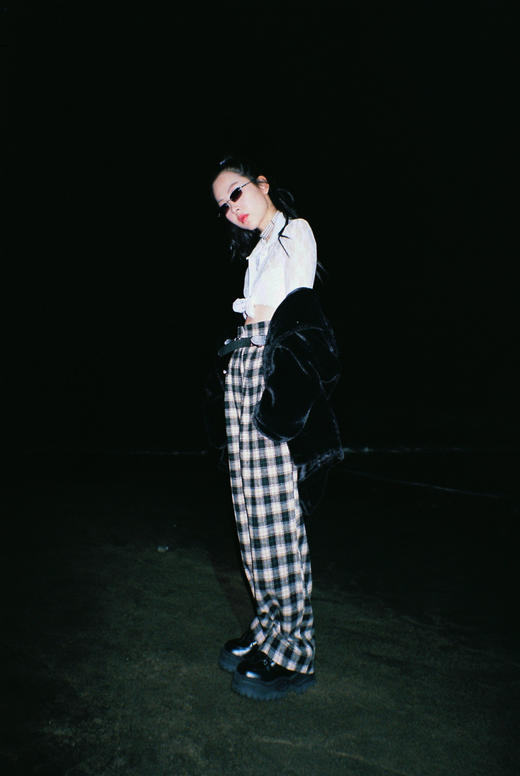 EhK 秋冬 复古双色格子 宽松百搭休闲长裤 商品图3